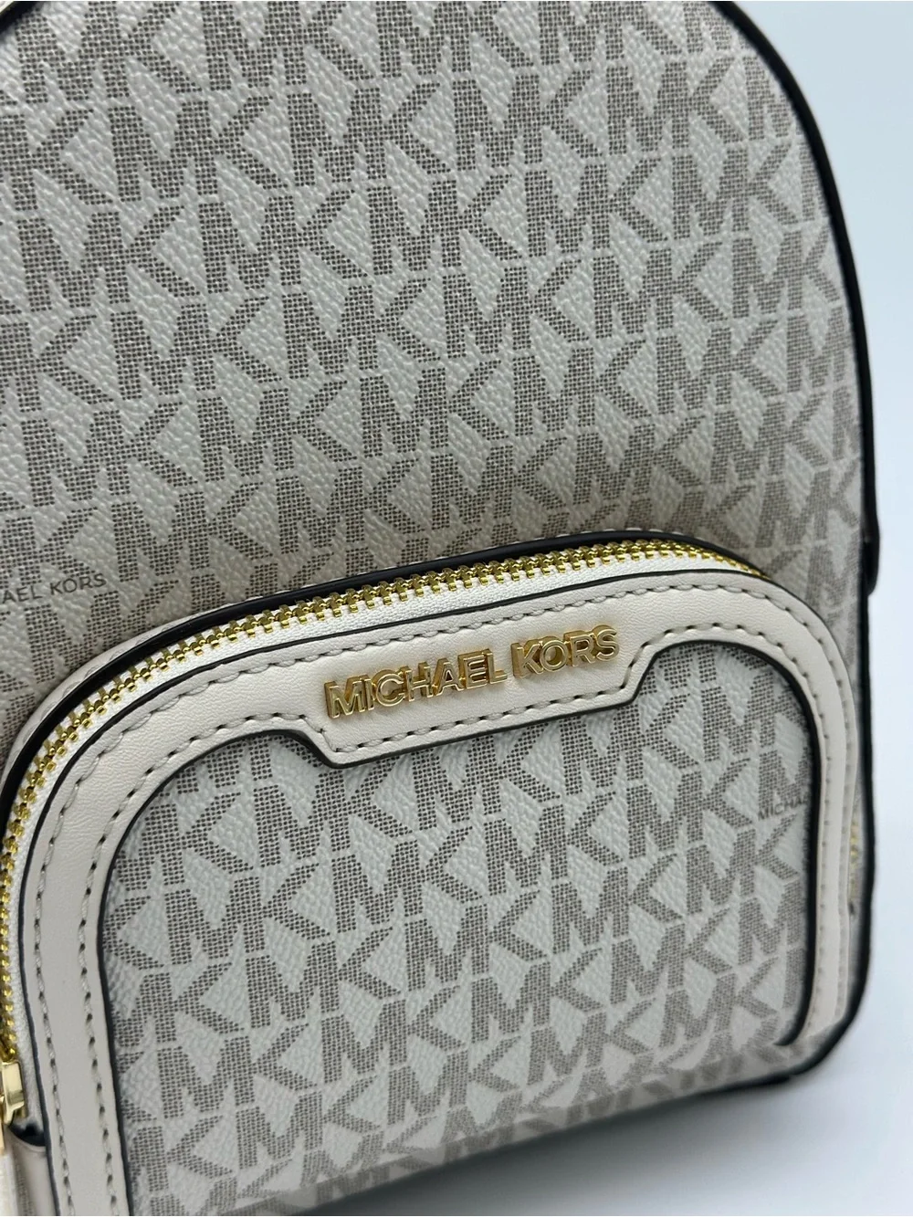 Michael Kors Cream Beige Signature Mini Backpack with Gold Hardware